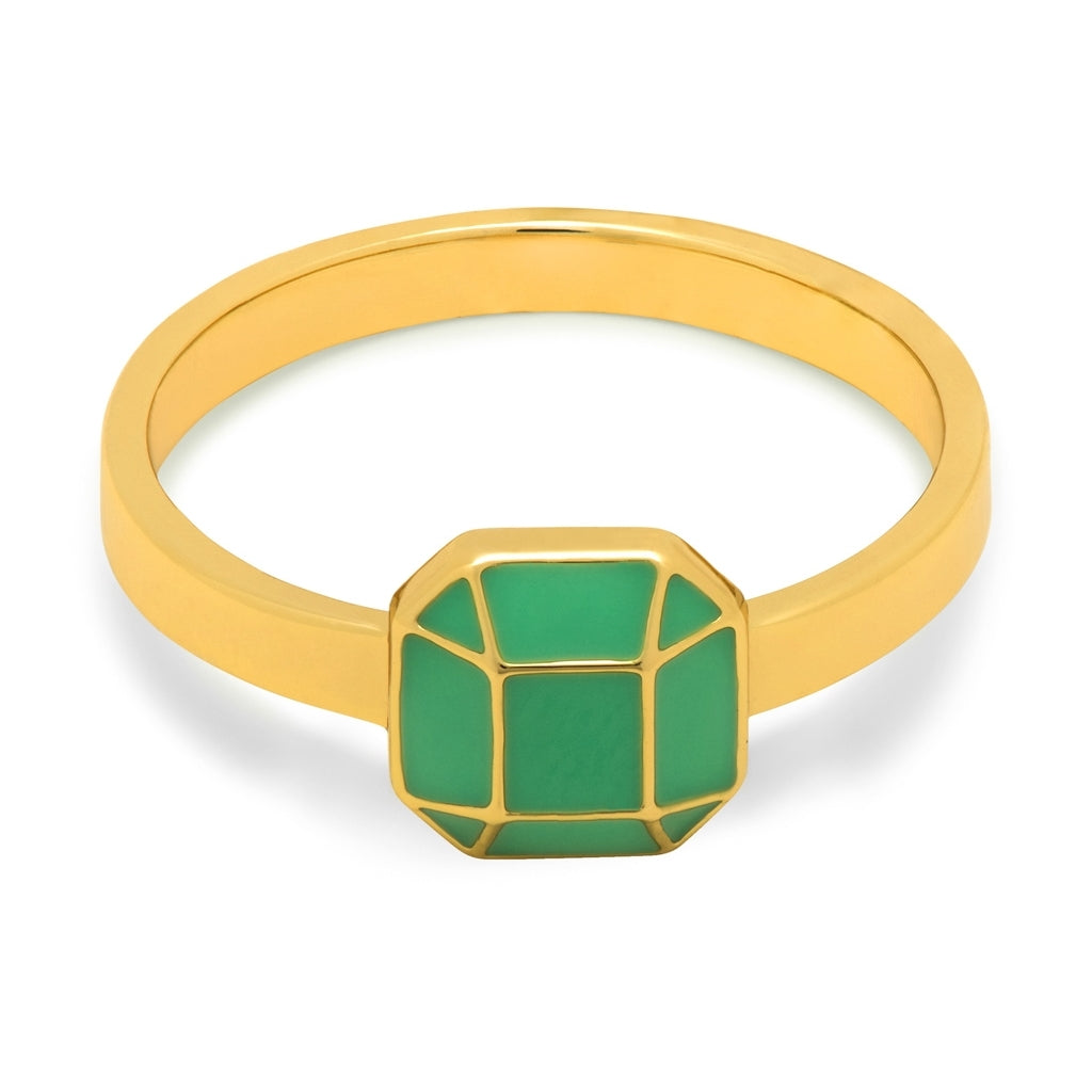 LULU Copenhagen Diamond Ring Large plaqué or Rings Light Green