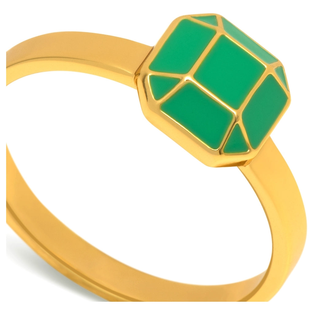 LULU Copenhagen Diamond Ring Large plaqué or Rings Light Green
