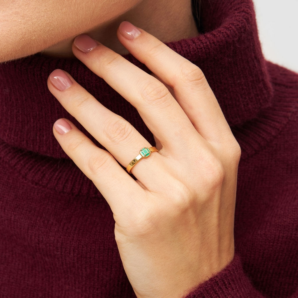 LULU Copenhagen Diamond Ring Small plaqué or Rings Light Green