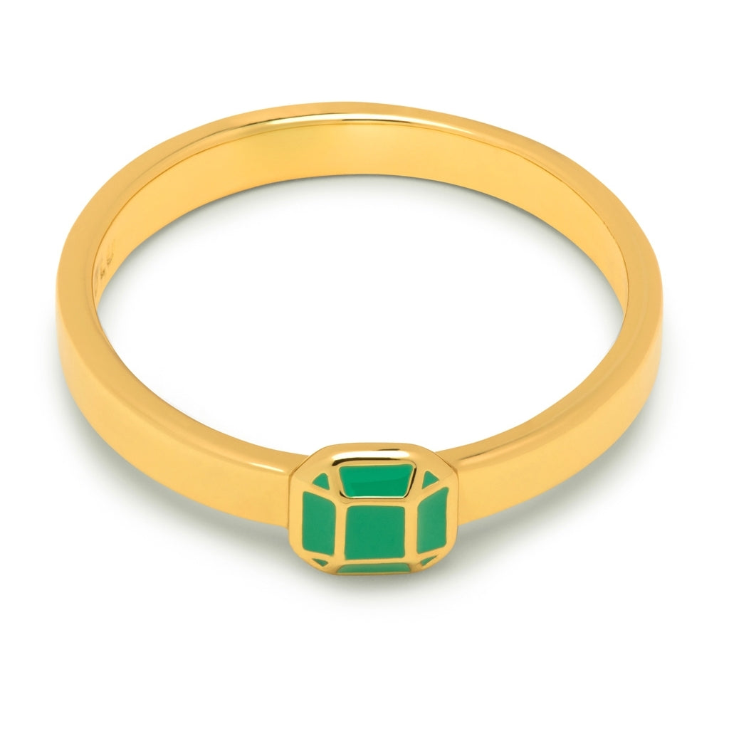 LULU Copenhagen Diamond Ring Small plaqué or Rings Light Green