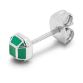 Diamond Small boucle d'oreille 1 pièce plaqué argent - Light Green