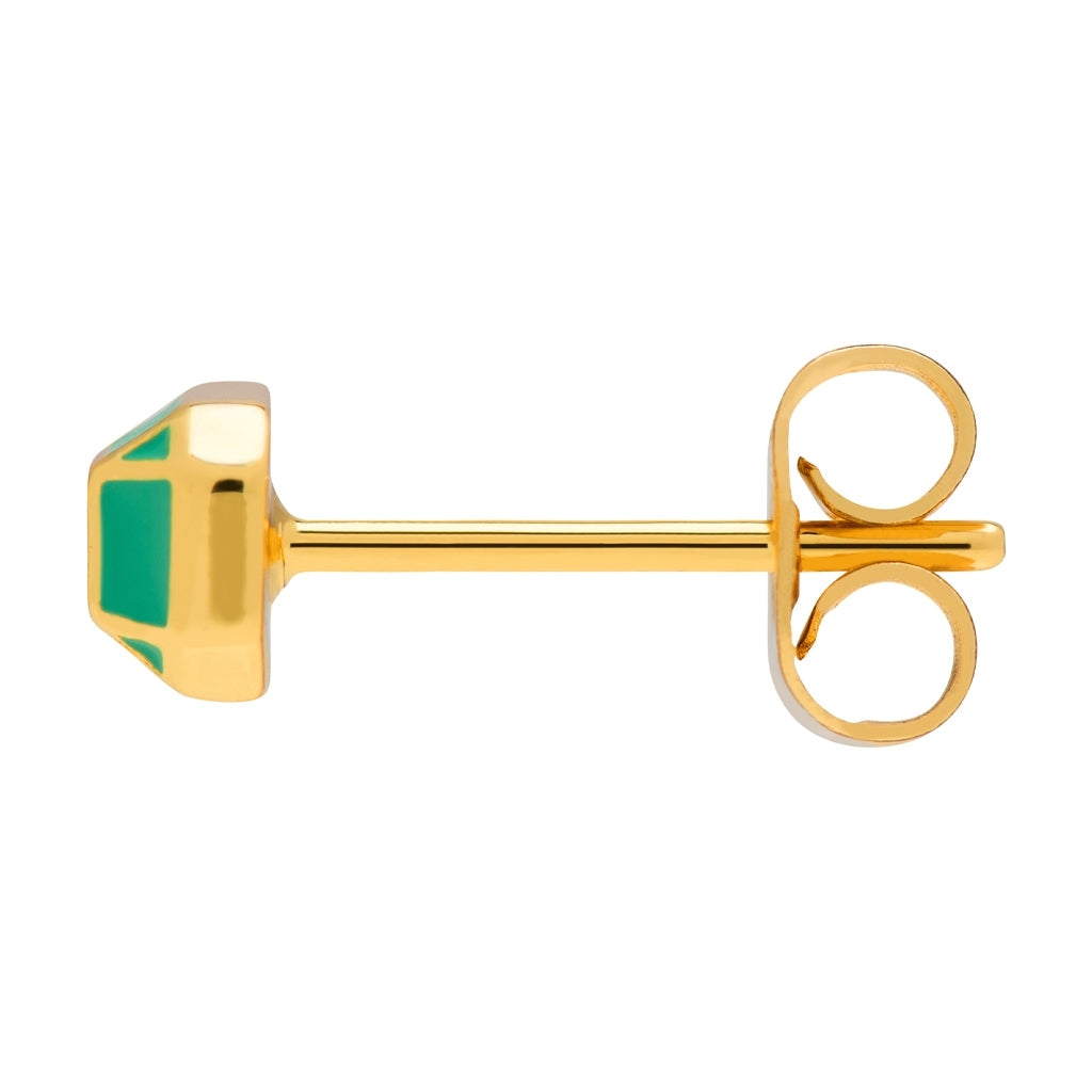 LULU Copenhagen Diamond Small boucle d'oreille 1 pièce plaqué or Ear stud, 1 pcs Light Green