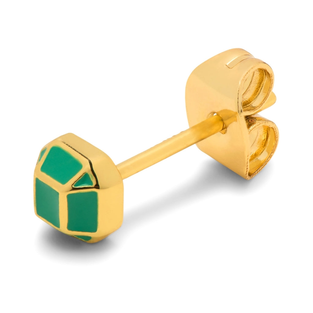 LULU Copenhagen Diamond Small boucle d'oreille 1 pièce plaqué or Ear stud, 1 pcs Light Green