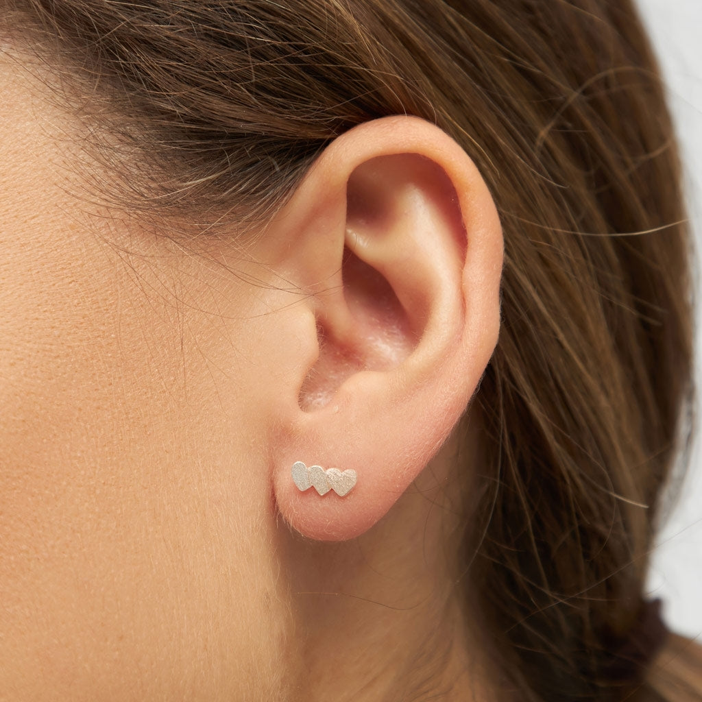 LULU Copenhagen Domino Hearts 3 boucle d'oreille 1 pièce Ear stud, 1 pcs Silver