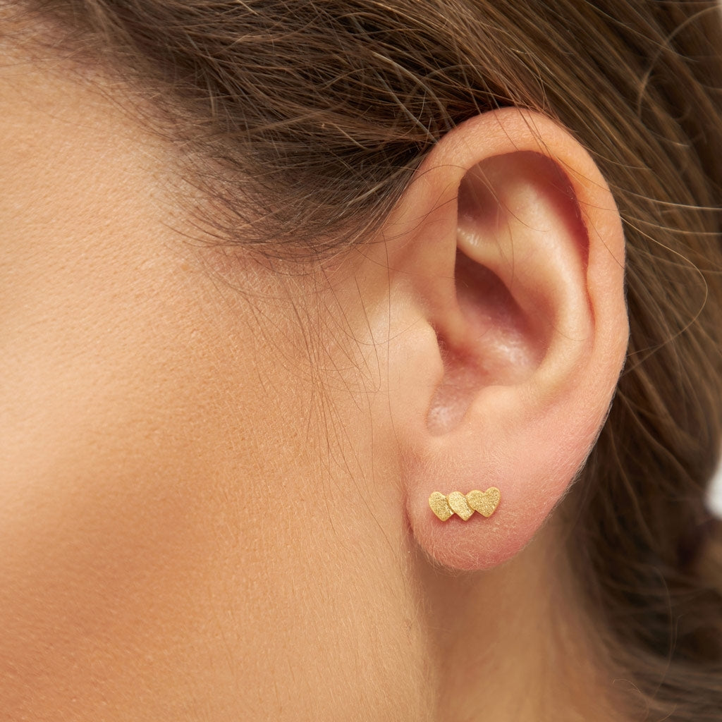 LULU Copenhagen Domino Hearts 3 boucle d'oreille 1 pièce Ear stud, 1 pcs Gold Plated