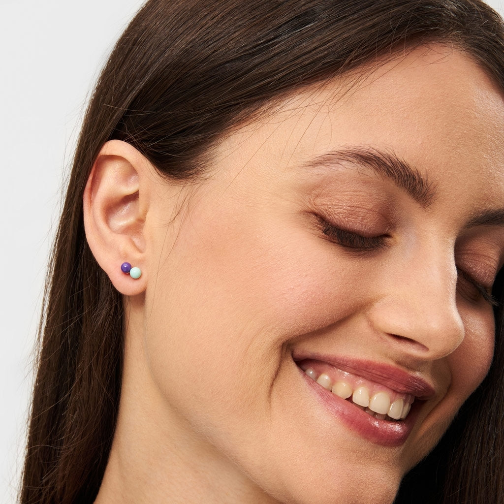 LULU Copenhagen Double Color Ball boucle d'oreille 1 pièce Ear stud, 1 pcs Deep Purple - Mint