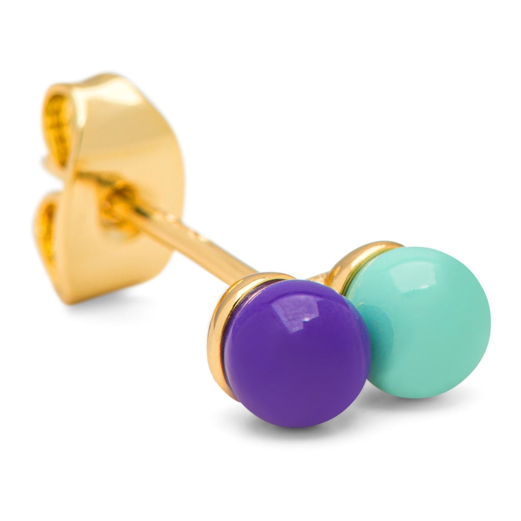 LULU Copenhagen Double Color Ball boucle d'oreille 1 pièce Ear stud, 1 pcs Deep Purple - Mint