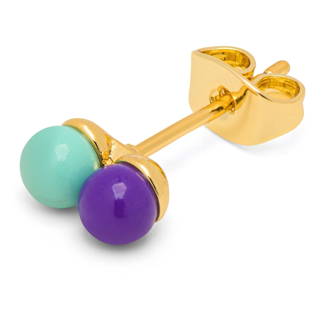 LULU Copenhagen Double Color Ball boucle d'oreille 1 pièce Ear stud, 1 pcs Deep Purple - Mint