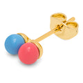 Double Color Ball boucle d'oreille 1 pièce - Light Blue - Coral Pink