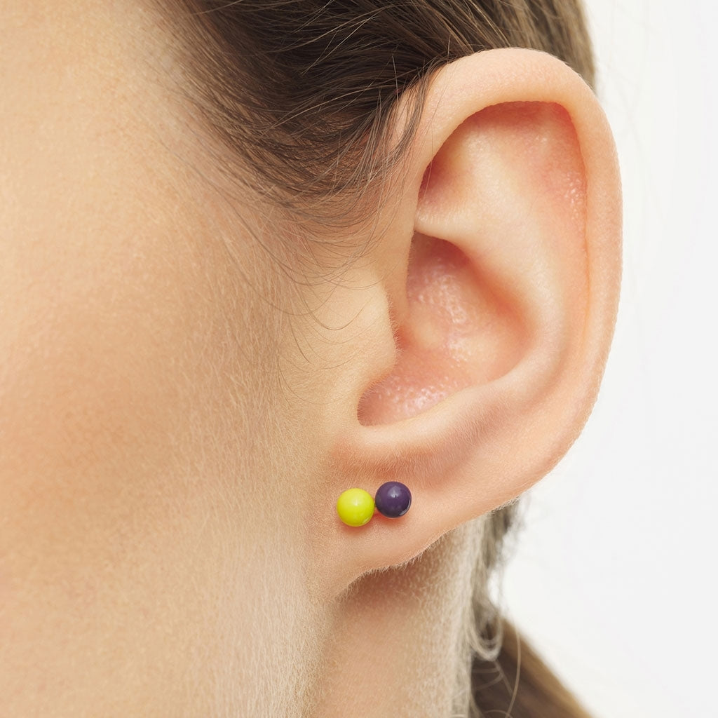 LULU Copenhagen Double Color Ball boucle d'oreille 1 pièce Ear stud, 1 pcs Wild Lime/Purple Harvest