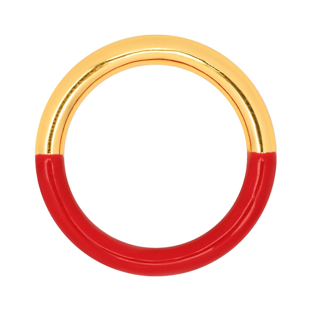 LULU Copenhagen Double Color Ring plaqué or Rings Gold/Passion Red
