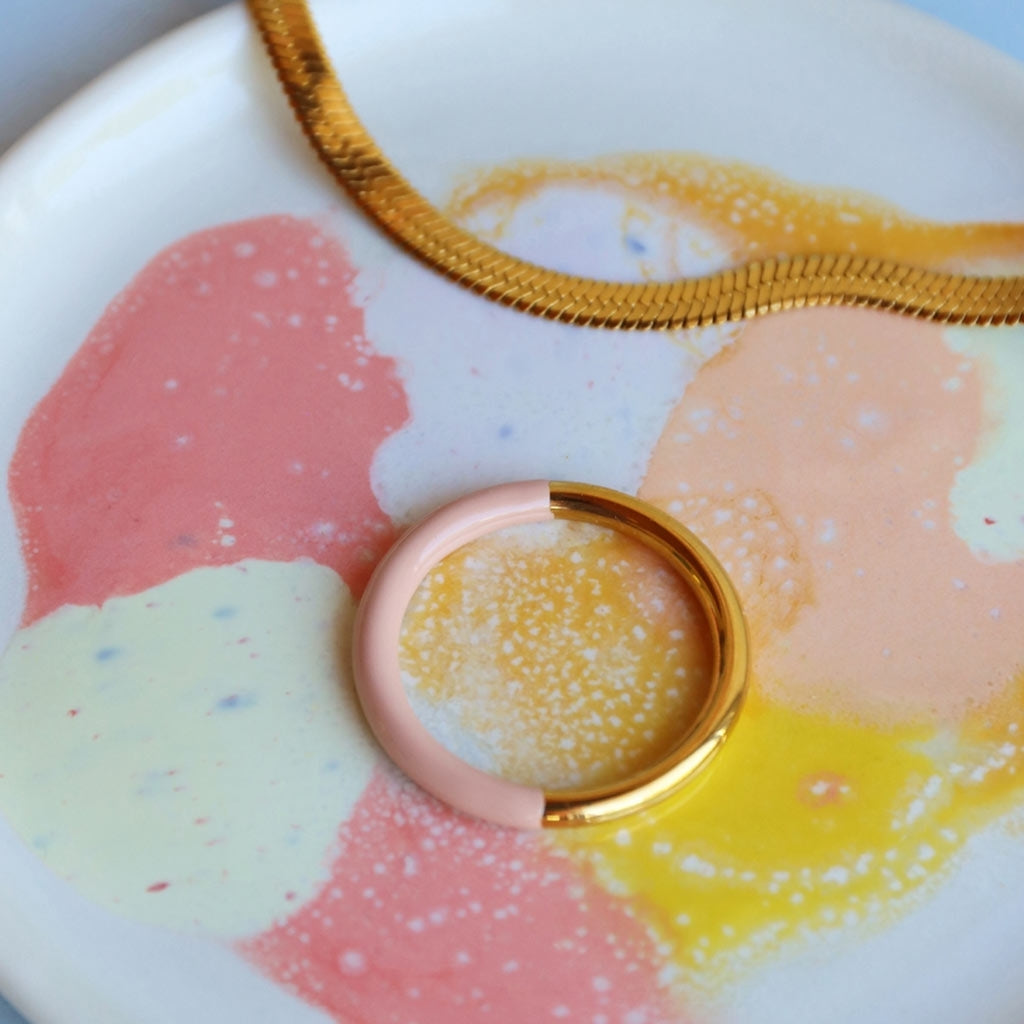 LULU Copenhagen Double Color Ring plaqué or Rings Gold/Silk Light Pink