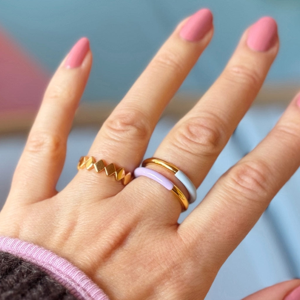 LULU Copenhagen Double Color Ring plaqué or Rings Skyride Blue