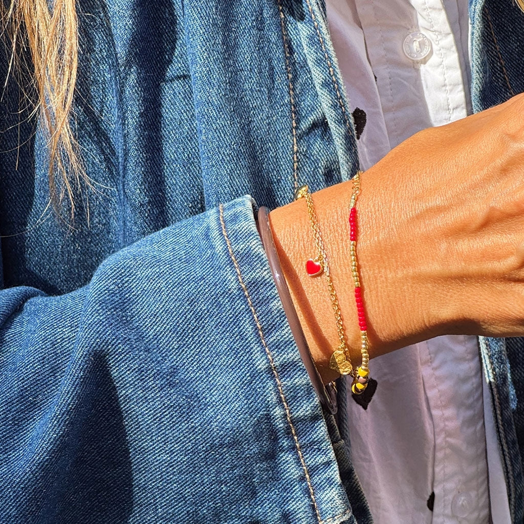 LULU Copenhagen Endless Love Bracelet - Plaque or Bracelets Passion Red