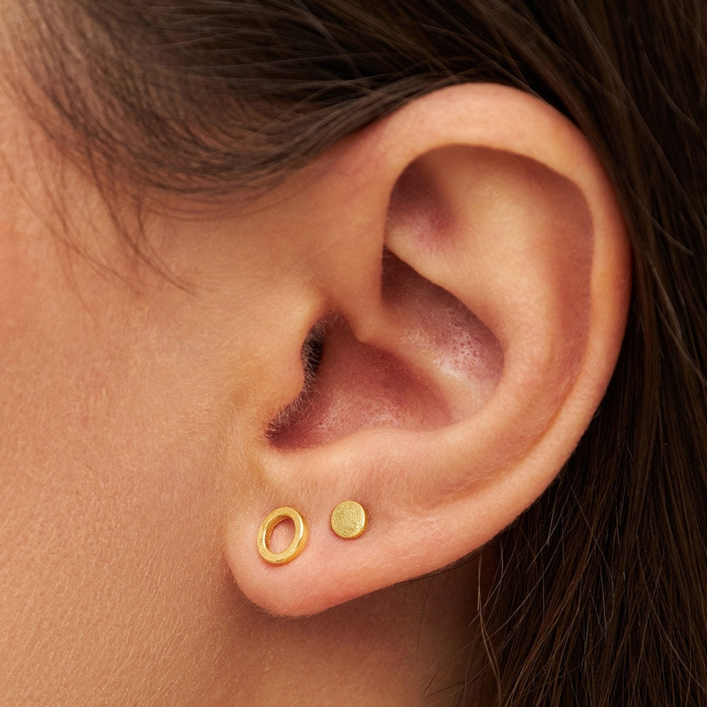 LULU Copenhagen Family Round boucles d'oreilles brossé Earrings, pairs Gold Plated