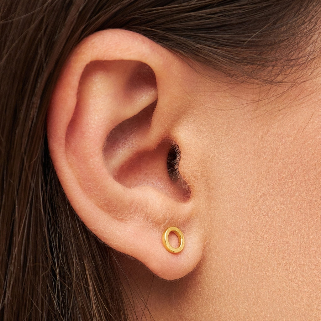 LULU Copenhagen Family Round boucles d'oreilles brossé Earrings, pairs Gold Plated