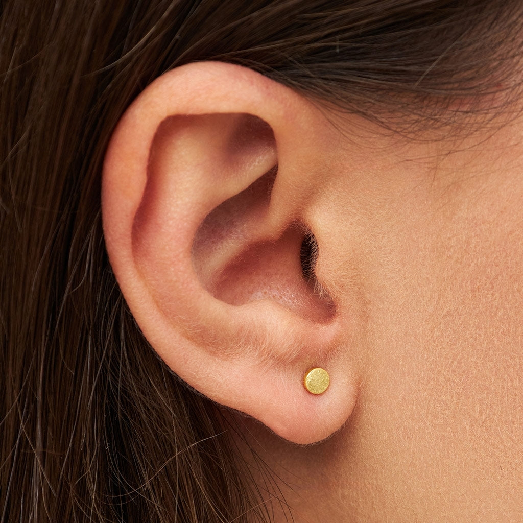 LULU Copenhagen Family Round boucles d'oreilles brossé Earrings, pairs Gold Plated