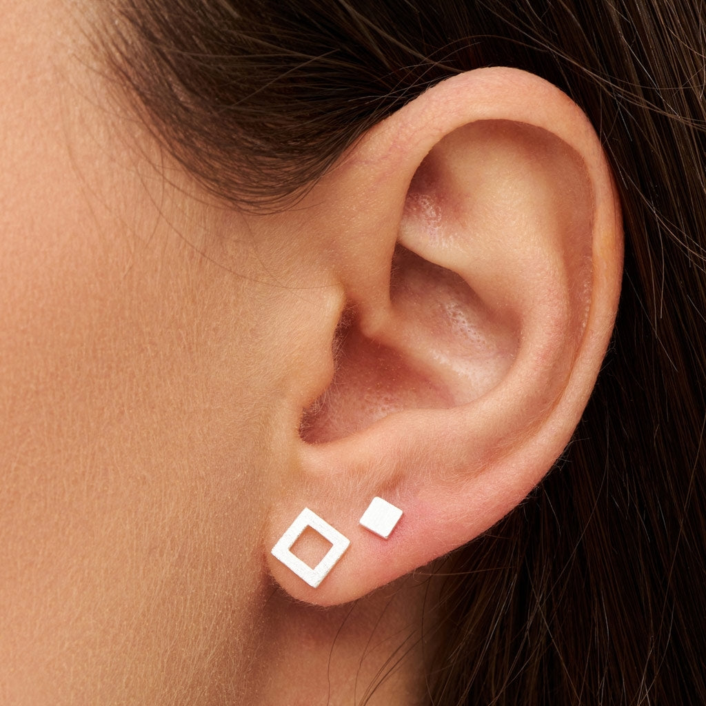 LULU Copenhagen Family Square pair brushed Earrings, pairs Silver