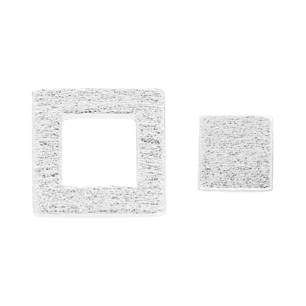 LULU Copenhagen Family Square pair brushed Earrings, pairs Silver