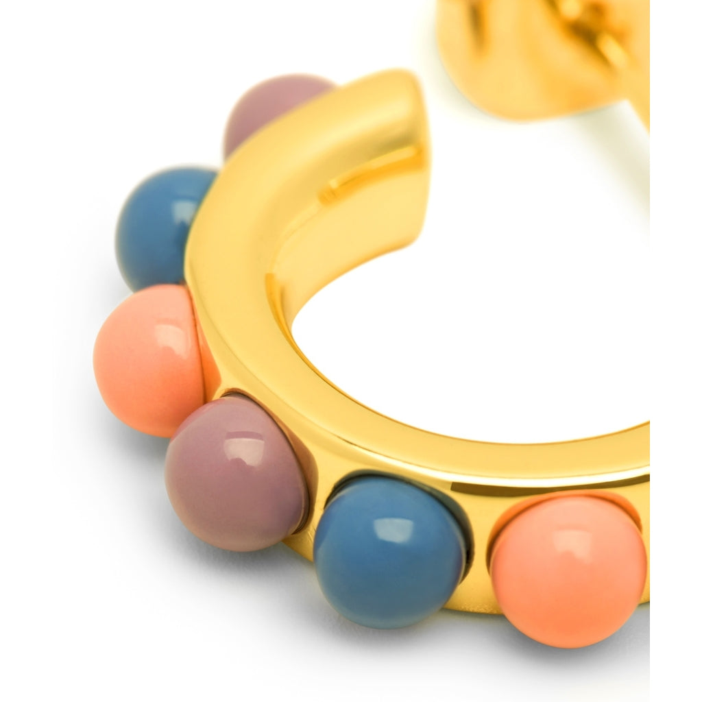 LULU Copenhagen Flower Hoops Color Paire plaqué or Hoops Burnt Coral/Blue/Purple