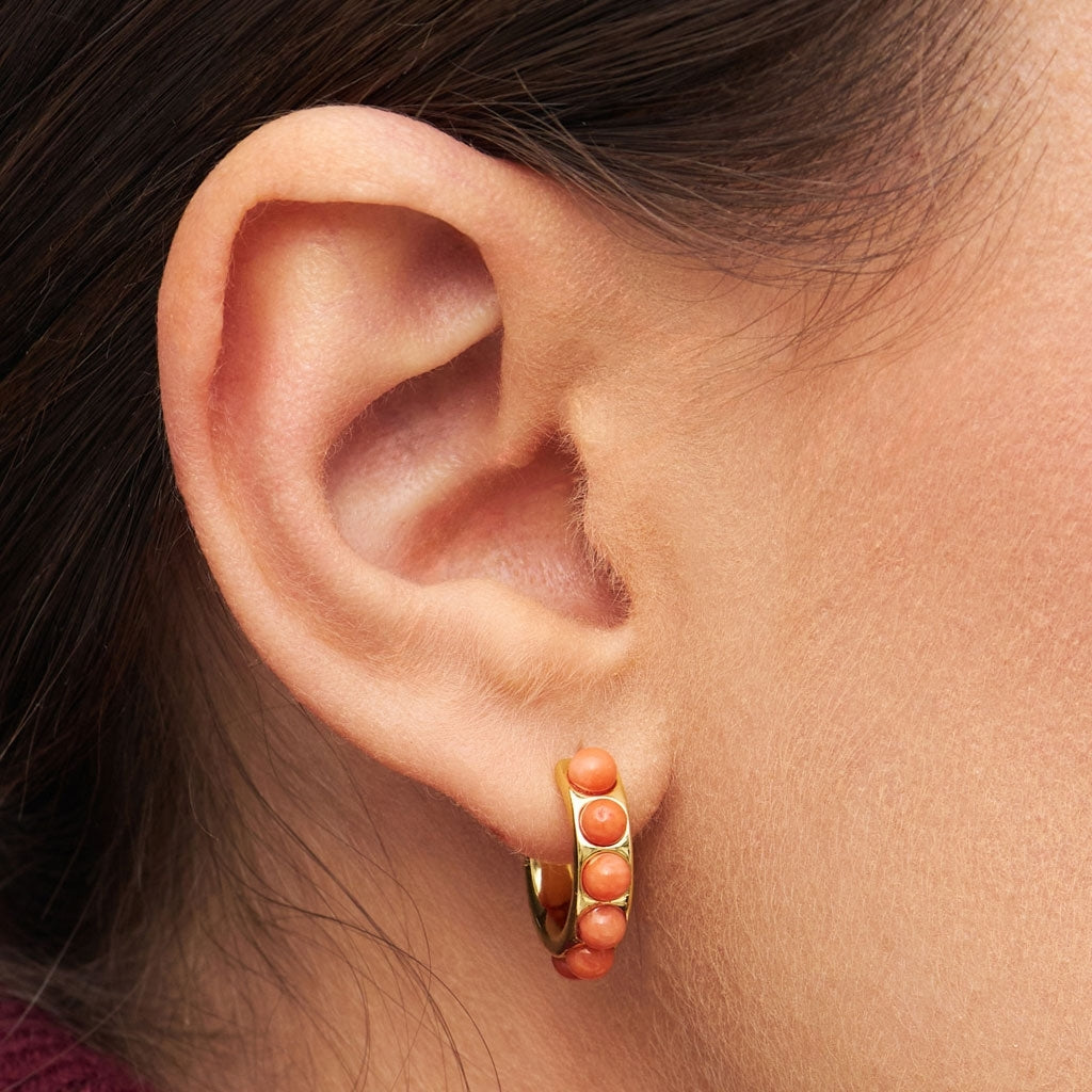 LULU Copenhagen Flower Hoops Stone Paire plaqué or Hoops Coral
