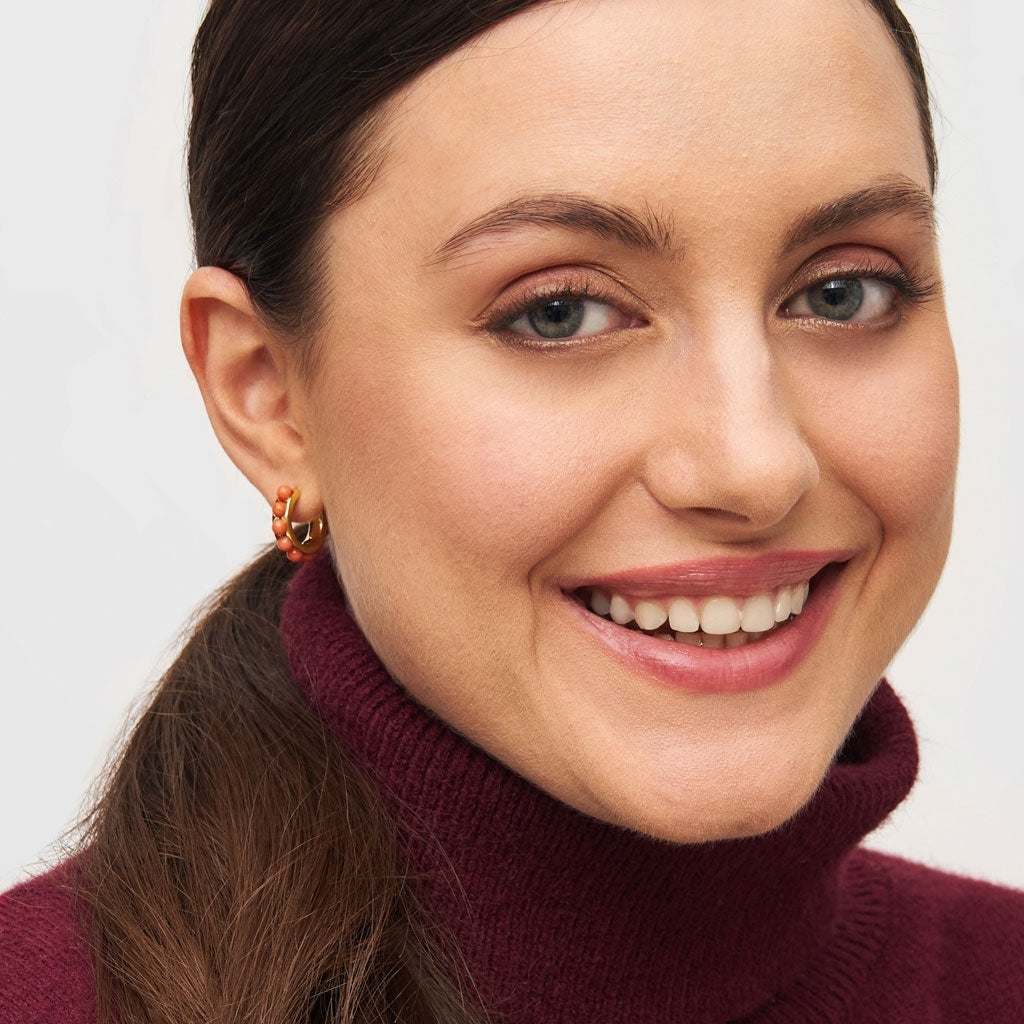 LULU Copenhagen Flower Hoops Stone Paire plaqué or Hoops Coral