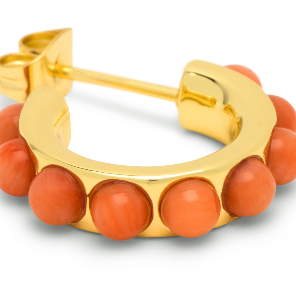 LULU Copenhagen Flower Hoops Stone Paire plaqué or Hoops Coral