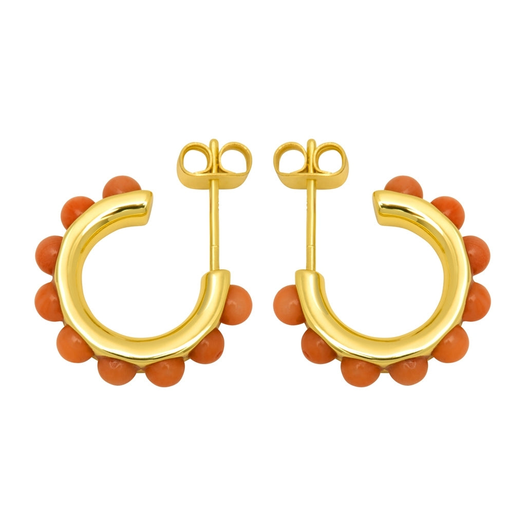 LULU Copenhagen Flower Hoops Stone Paire plaqué or Hoops Coral