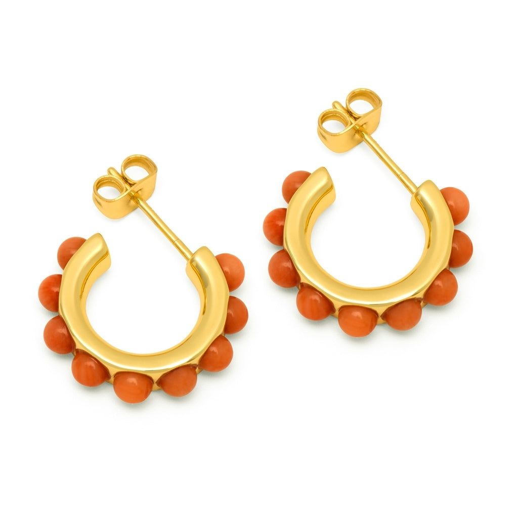LULU Copenhagen Flower Hoops Stone Paire plaqué or Hoops Coral