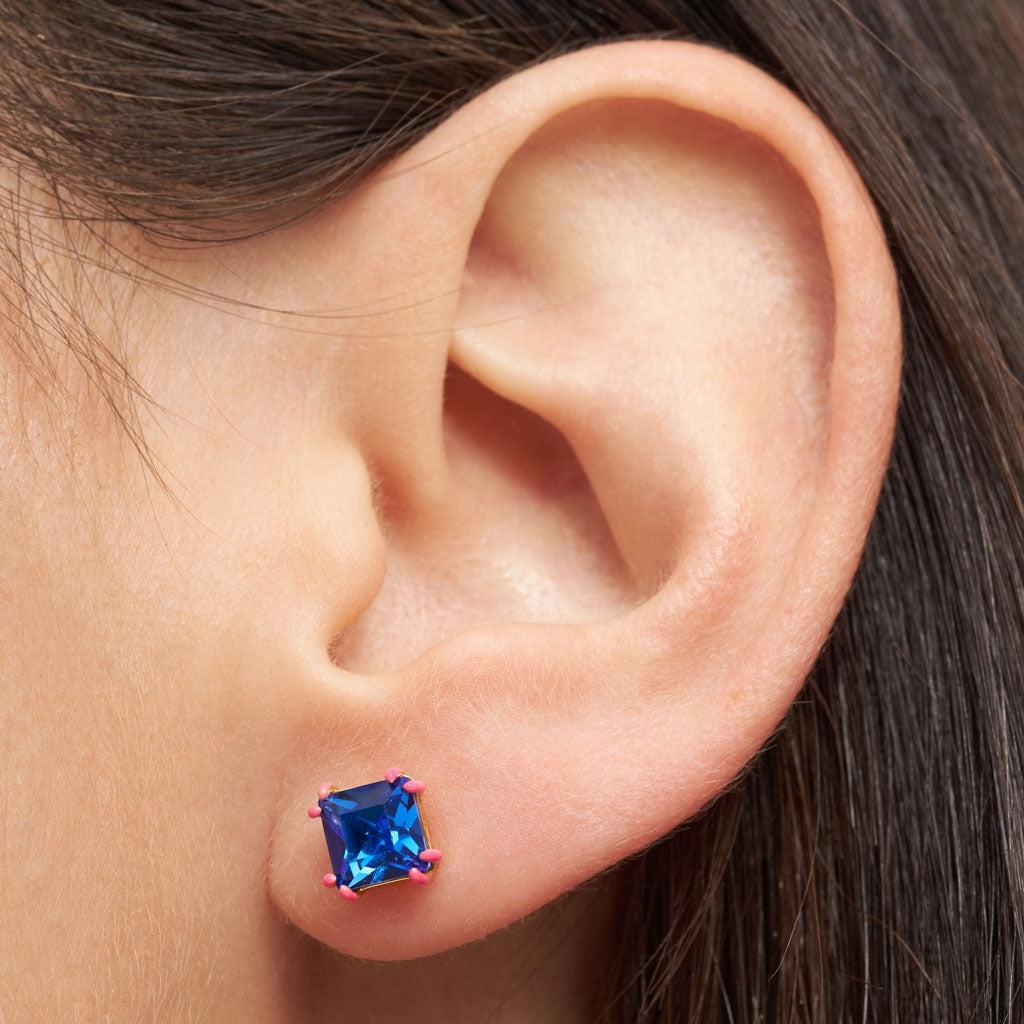 LULU Copenhagen Gala Crystal Bling boucle d'oreille 1 pièce Ear stud, 1 pcs Capri Blue/Pink