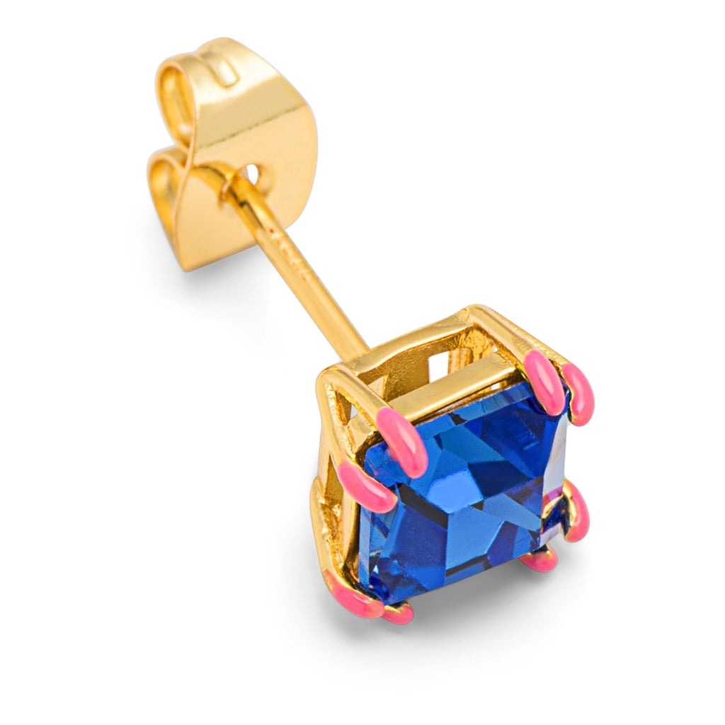 LULU Copenhagen Gala Crystal Bling boucle d'oreille 1 pièce Ear stud, 1 pcs Capri Blue/Pink