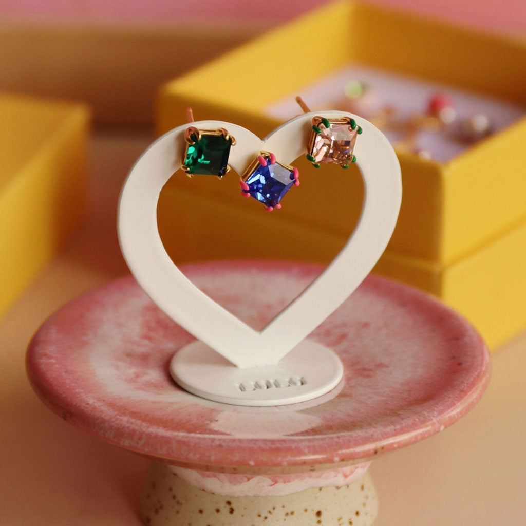 LULU Copenhagen Gala Crystal Bling boucle d'oreille 1 pièce Ear stud, 1 pcs Capri Blue/Pink