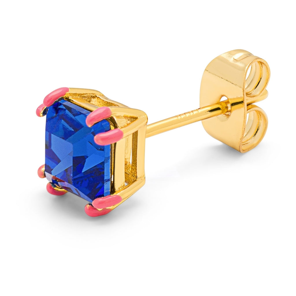 LULU Copenhagen Gala Crystal Bling boucle d'oreille 1 pièce Ear stud, 1 pcs Capri Blue/Pink