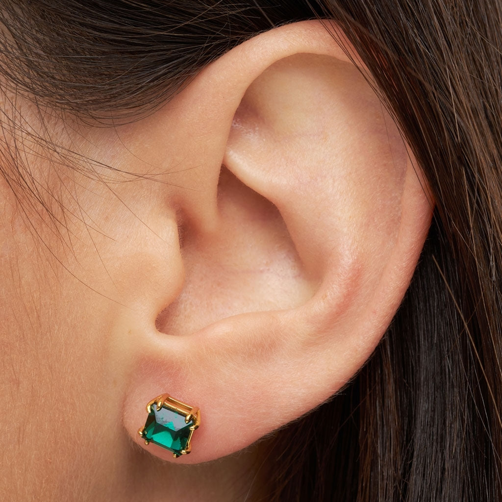 LULU Copenhagen Gala Crystal Bling boucle d'oreille 1 pièce Ear stud, 1 pcs Emerald/Gold Plated
