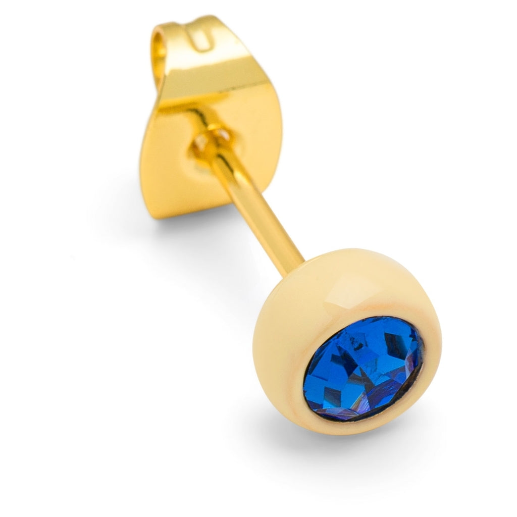 LULU Copenhagen Gala Crystal Round boucle d'oreille 1 pièce Ear stud, 1 pcs Sapphire/Soft Yellow