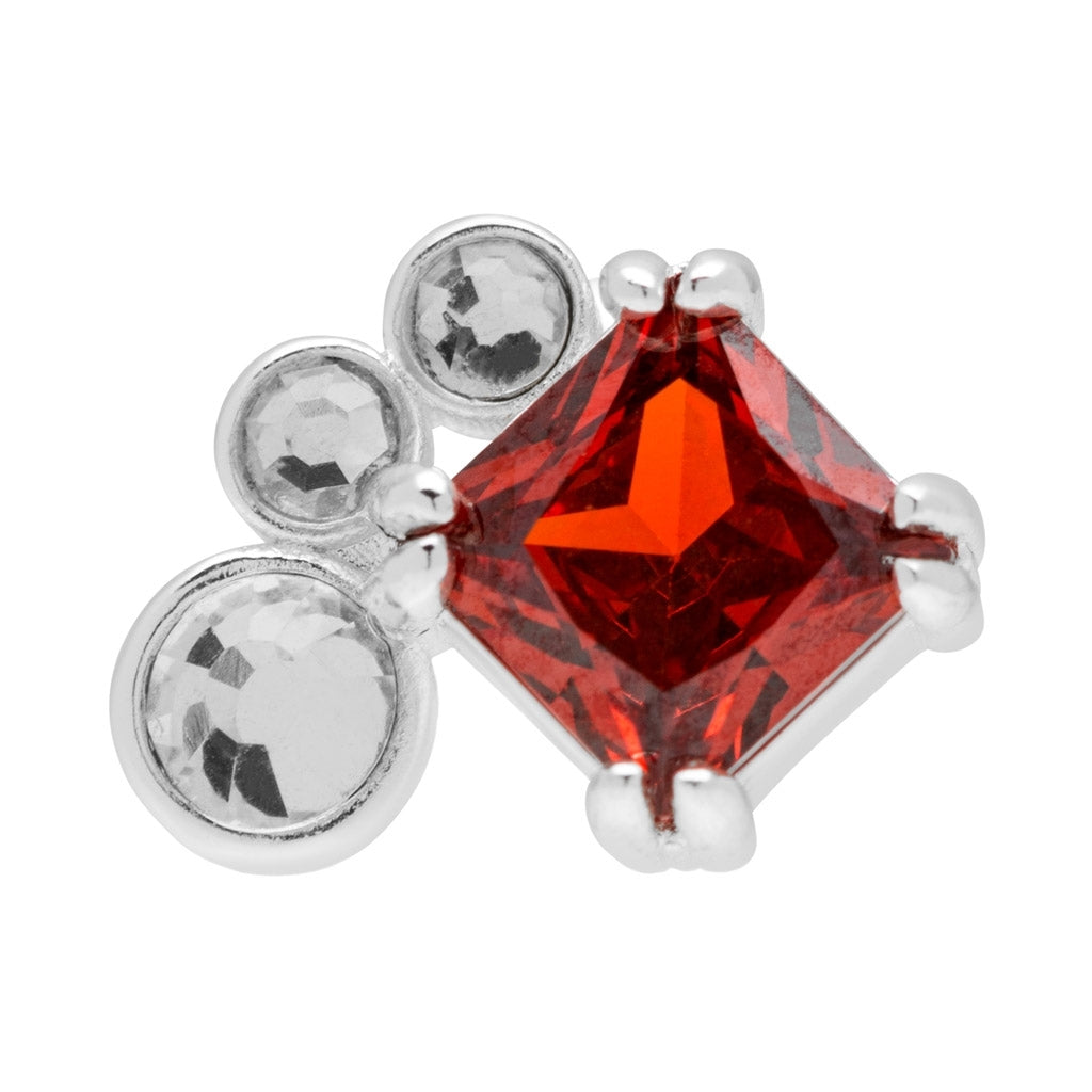 LULU Copenhagen Gala Red Bling Left boucle d'oreille 1 pièce Ear stud, 1 pcs Silver Plated