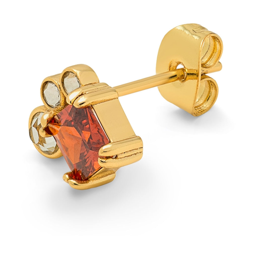 LULU Copenhagen Gala Red Bling Left earring 1 pcs Ear stud, 1 pcs Gold Plated