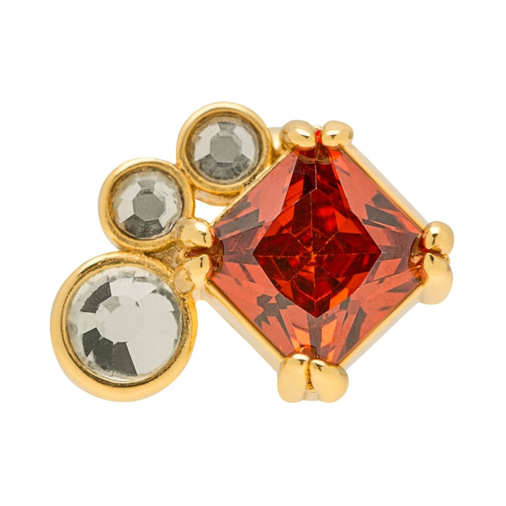 LULU Copenhagen Gala Red Bling Left earring 1 pcs Ear stud, 1 pcs Gold Plated