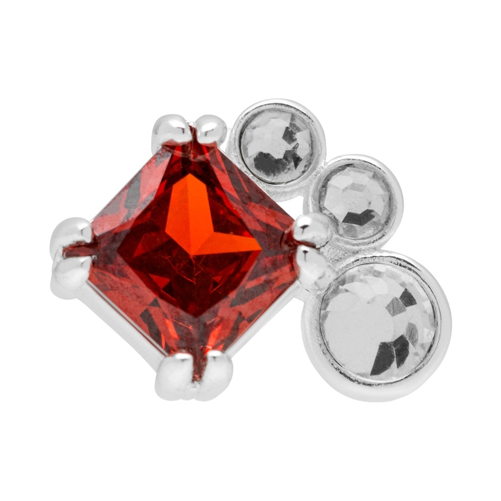 LULU Copenhagen Gala Red Bling Right boucle d'oreille 1 pièce Ear stud, 1 pcs Silver Plated