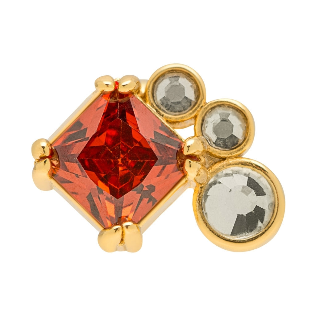 LULU Copenhagen Gala Red Bling Right earring 1 pcs Ear stud, 1 pcs Gold Plated