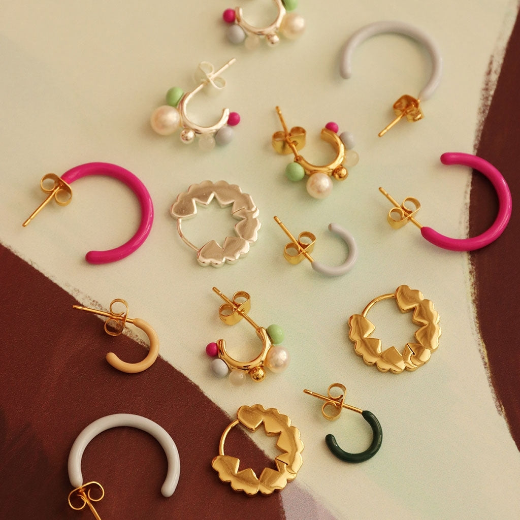 LULU Copenhagen Heart Hoops Paire Hoops Silver Plated