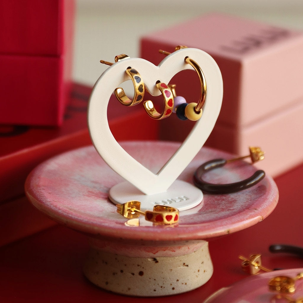 LULU Copenhagen Love Repeat hoops paires - Plaque or Hoops Passion Red