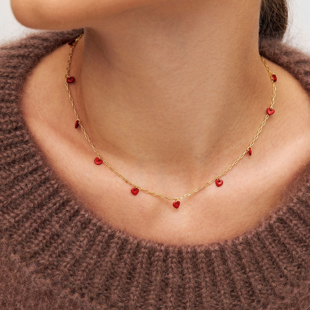 LULU Copenhagen Love U Collier plaqué or Necklaces Passion Red