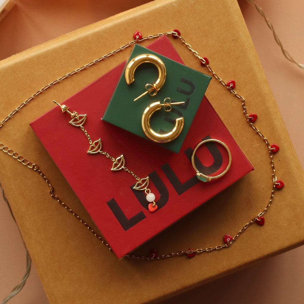 LULU Copenhagen Love U Collier plaqué or Necklaces Passion Red