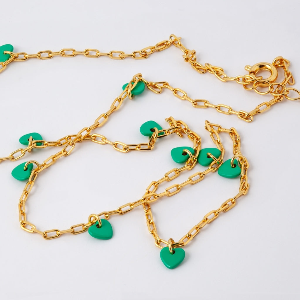 LULU Copenhagen Love U Collier plaqué or Necklaces Light Green