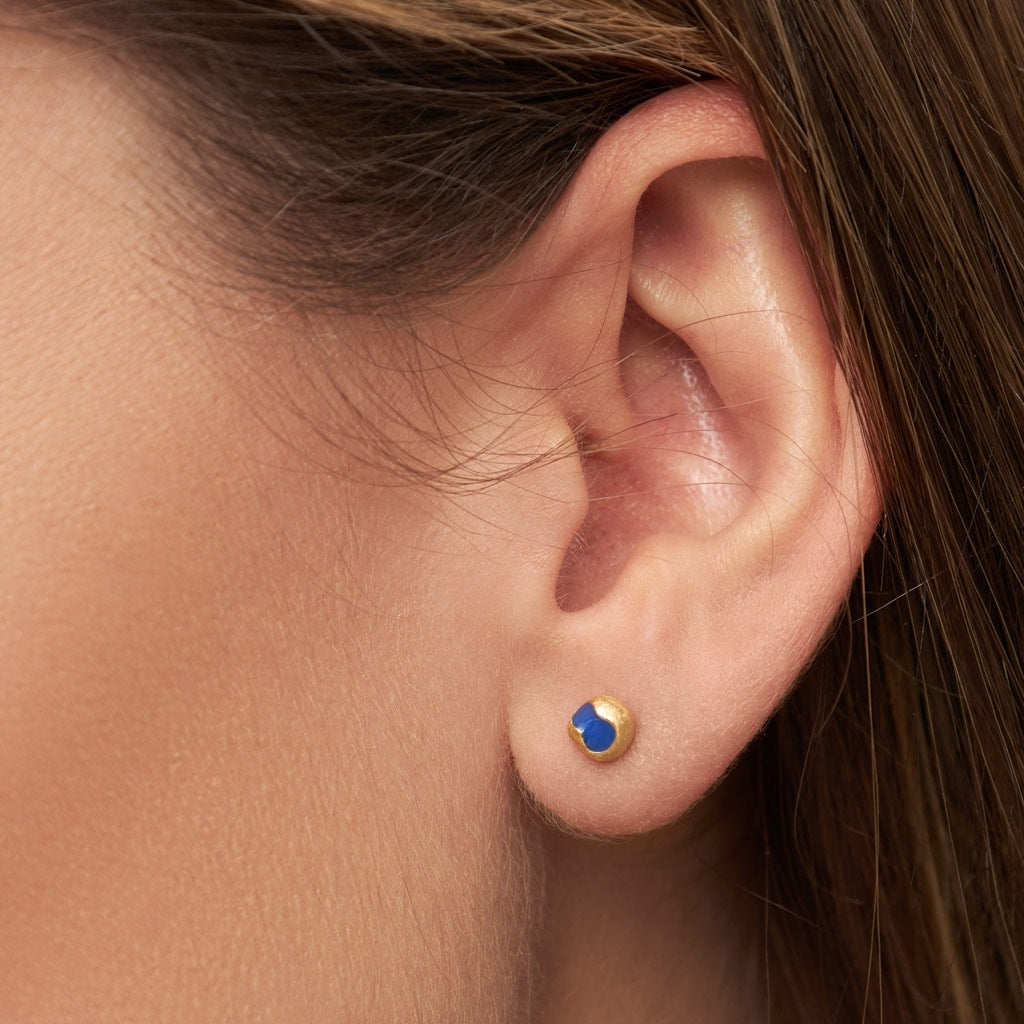LULU Copenhagen Magic Stone boucle d'oreille 1 pièce plaqué or Ear stud, 1 pcs Dazzling Blue