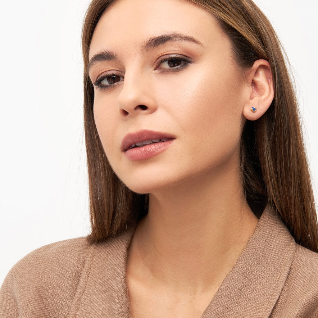 LULU Copenhagen Magic Stone boucle d'oreille 1 pièce plaqué or Ear stud, 1 pcs Dazzling Blue