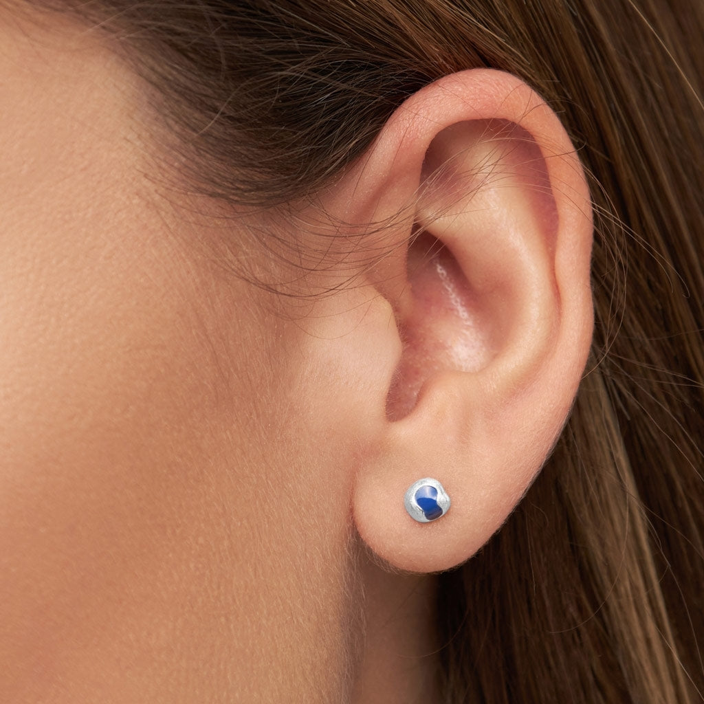 LULU Copenhagen Magic Stone boucle d'oreille 1 pièce plaqué argent Ear stud, 1 pcs Dazzling Blue