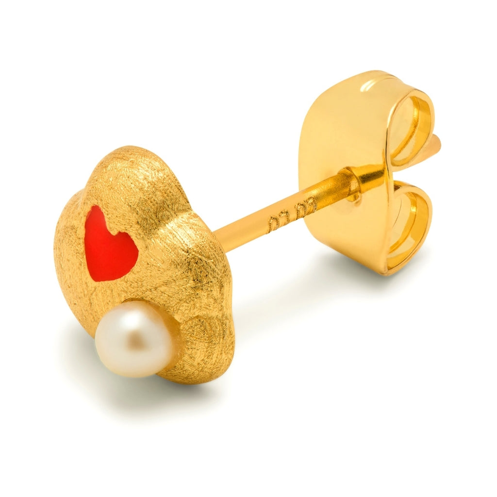 LULU Copenhagen Magic Stone Heart boucle d'oreille 1 pièce Ear stud, 1 pcs Gold Plated