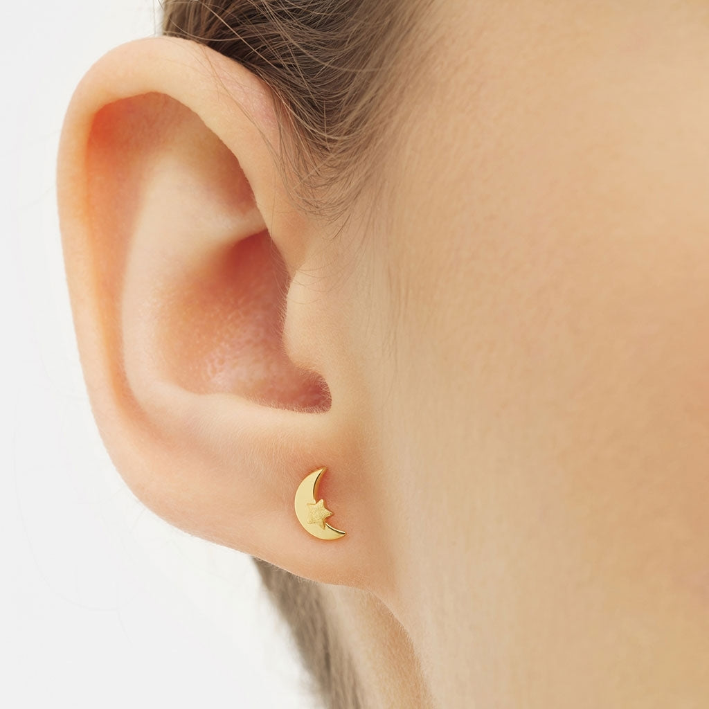 LULU Copenhagen Moon & Star boucle d'oreille 1 pièce Ear stud, 1 pcs Gold Plated